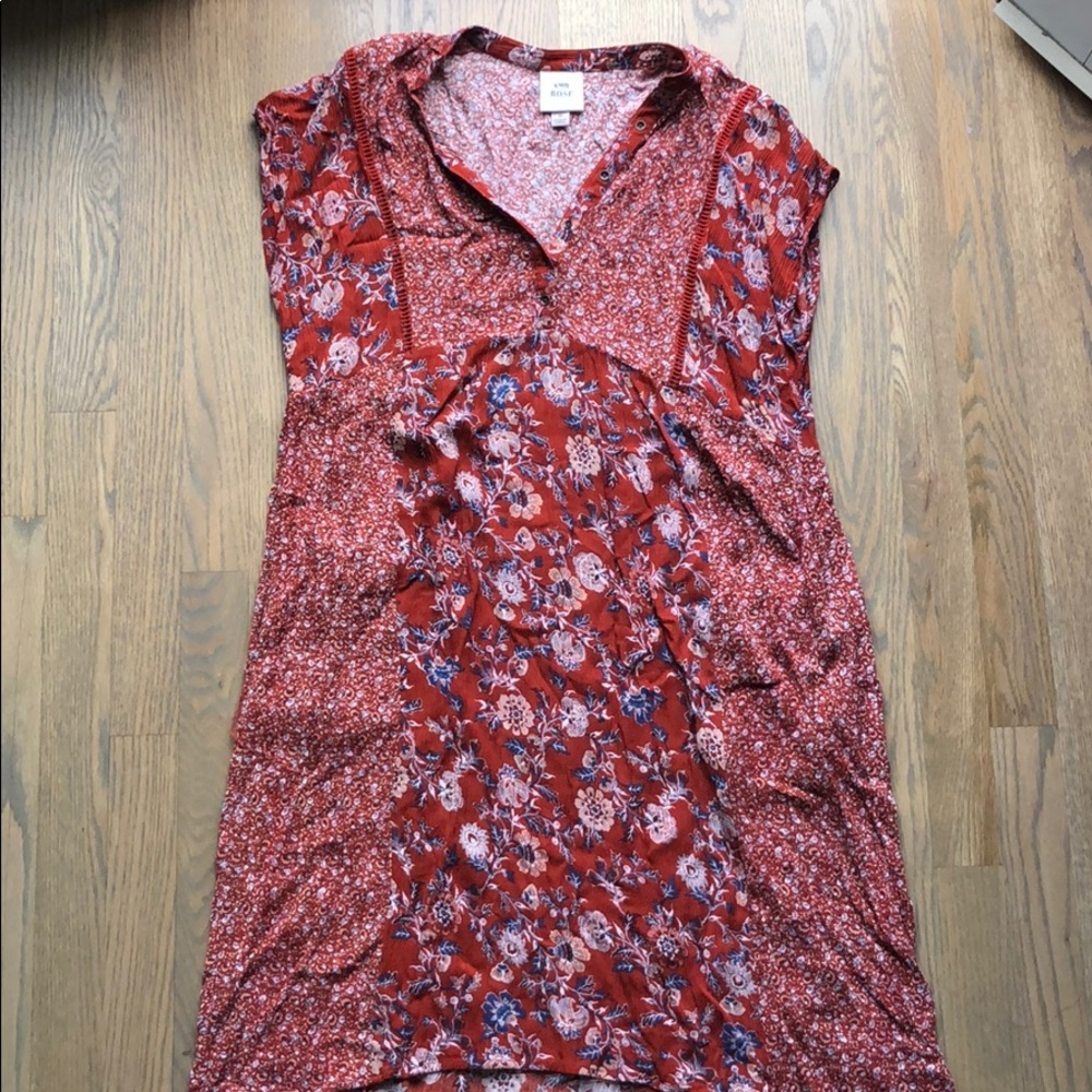 Red floral summer dress